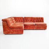 Modular sofa in orange velvet from the 1970s
