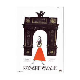 Affiche polonaise «vacances romaines» par Jerzy Flisak, réimpression officielle 1973