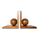 Pair of solid wood bookends with turned spheres – Minimalist design
