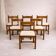 Ensemble de 6 chaises de salle à manger rustiques en pin et bouclés, années 1960.