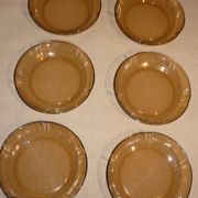 6 Duralex transparent smoked glass hollow plates