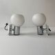 Pair of vintage opaline round wall lamps