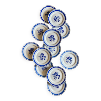 Set of 12 vintage blue flower dessert plates