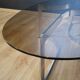Coffee table in smoked glass and chrome by designer Paul Legeard, 70s