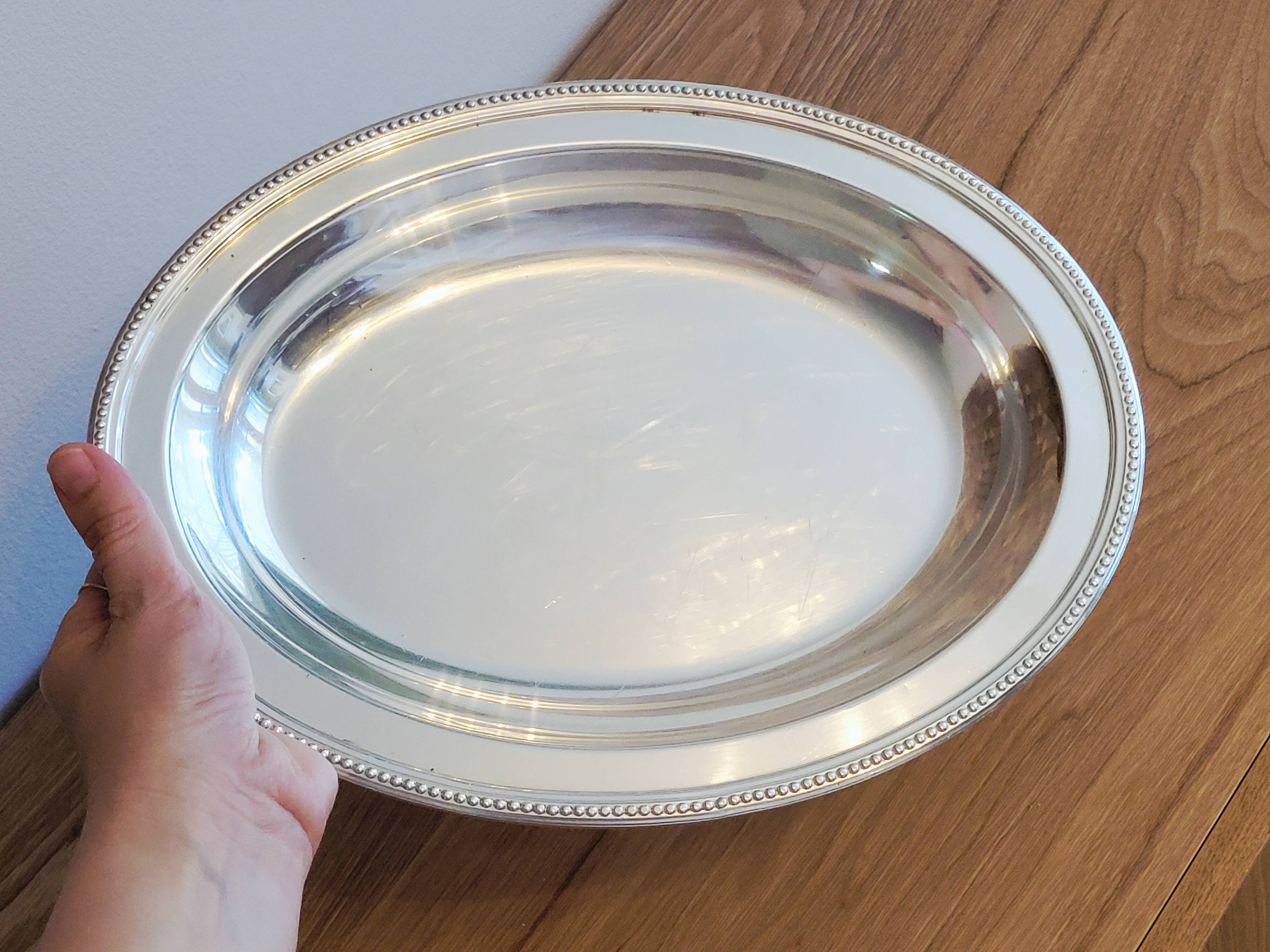 Oval Plateau Christofle Gallia In Silver-Plated Metal Beaded Frieze Basket Plaque