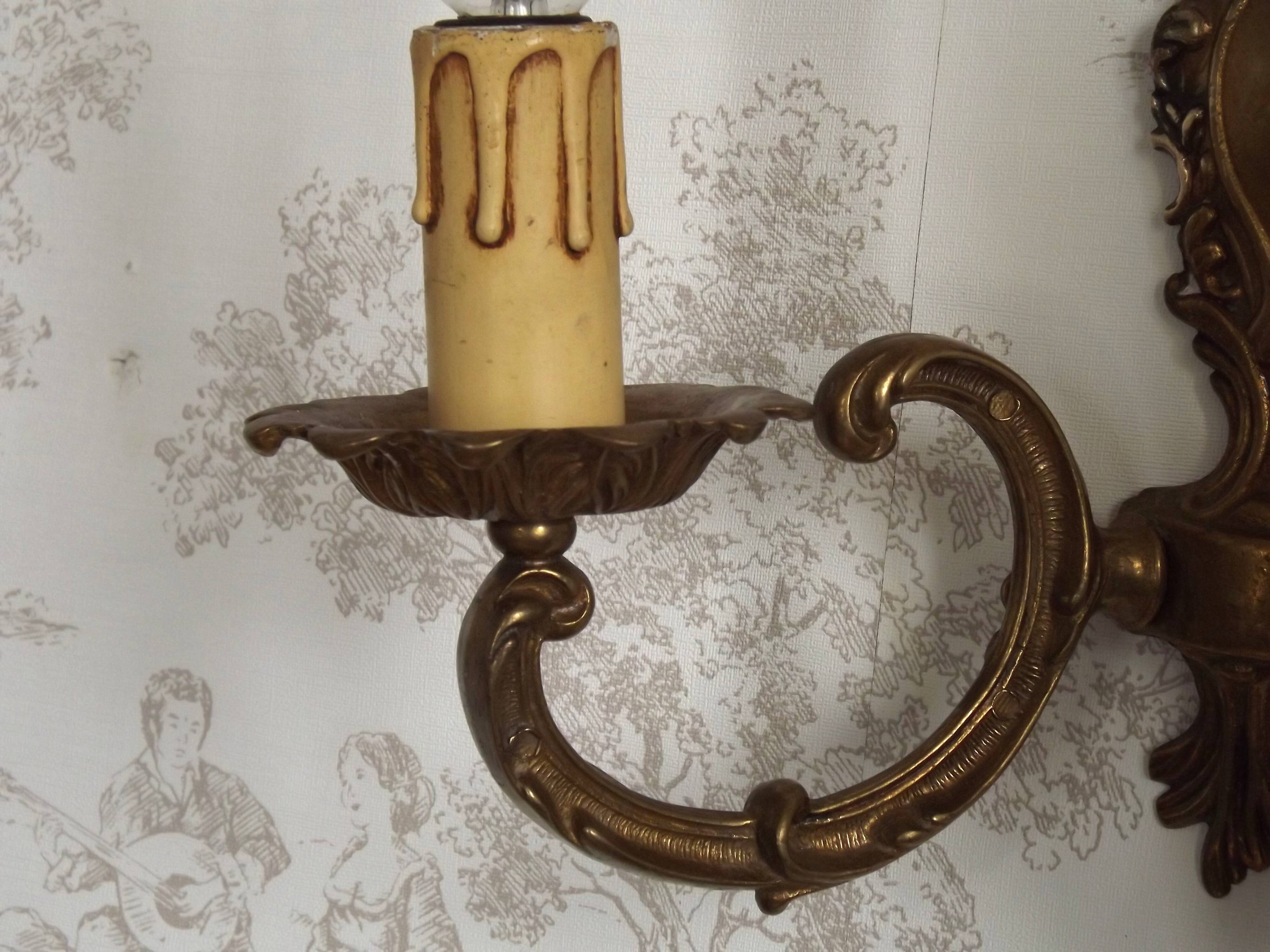 Vintage French Traditional Style Bronze Double Wall Light 5351