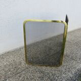 Fireplace screen with 2 panels in gilded brass and expanded metal, 1970s.