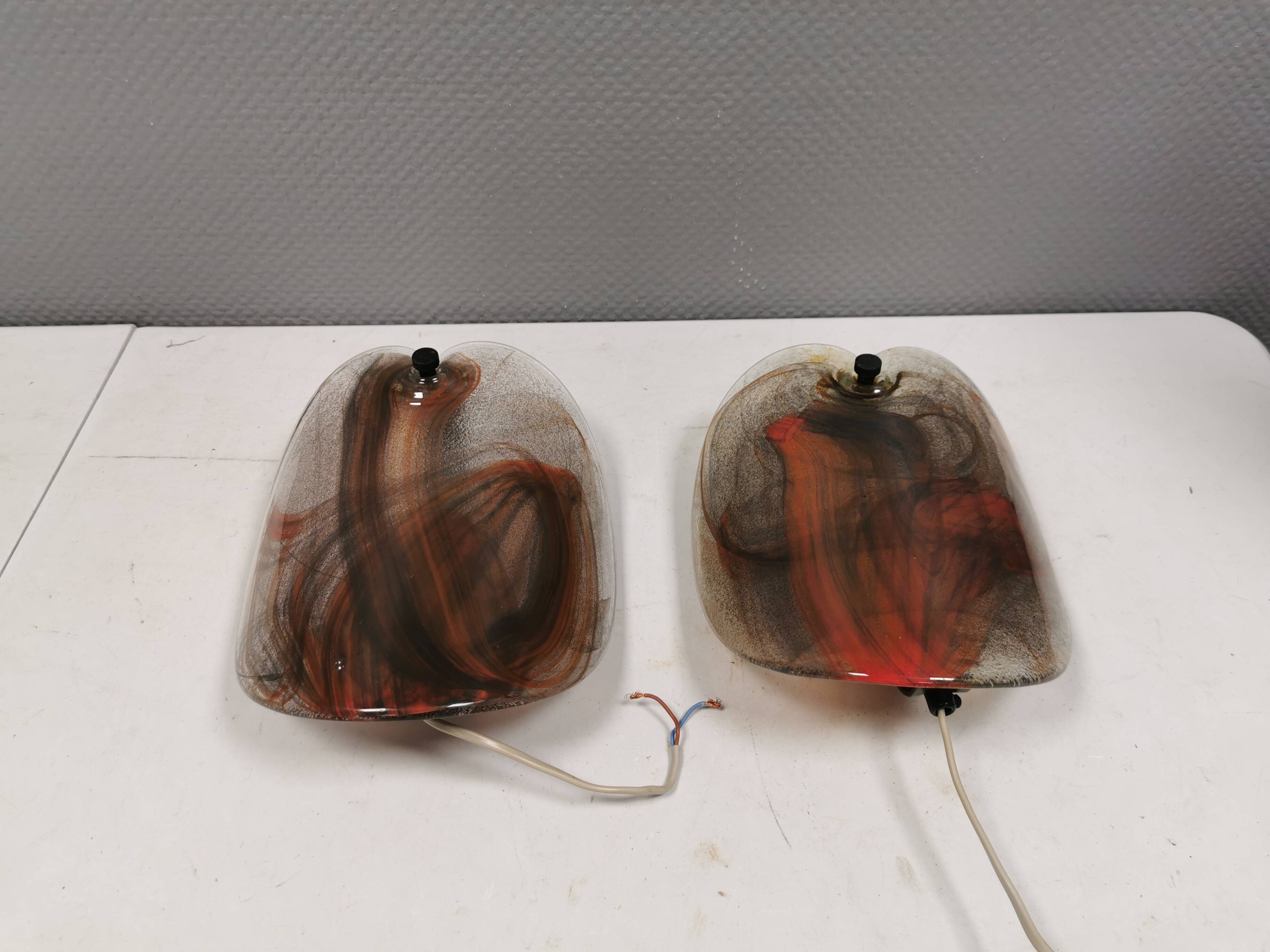 Glass wall lamps designed by per lutken for holmegaard Denmark 1970s