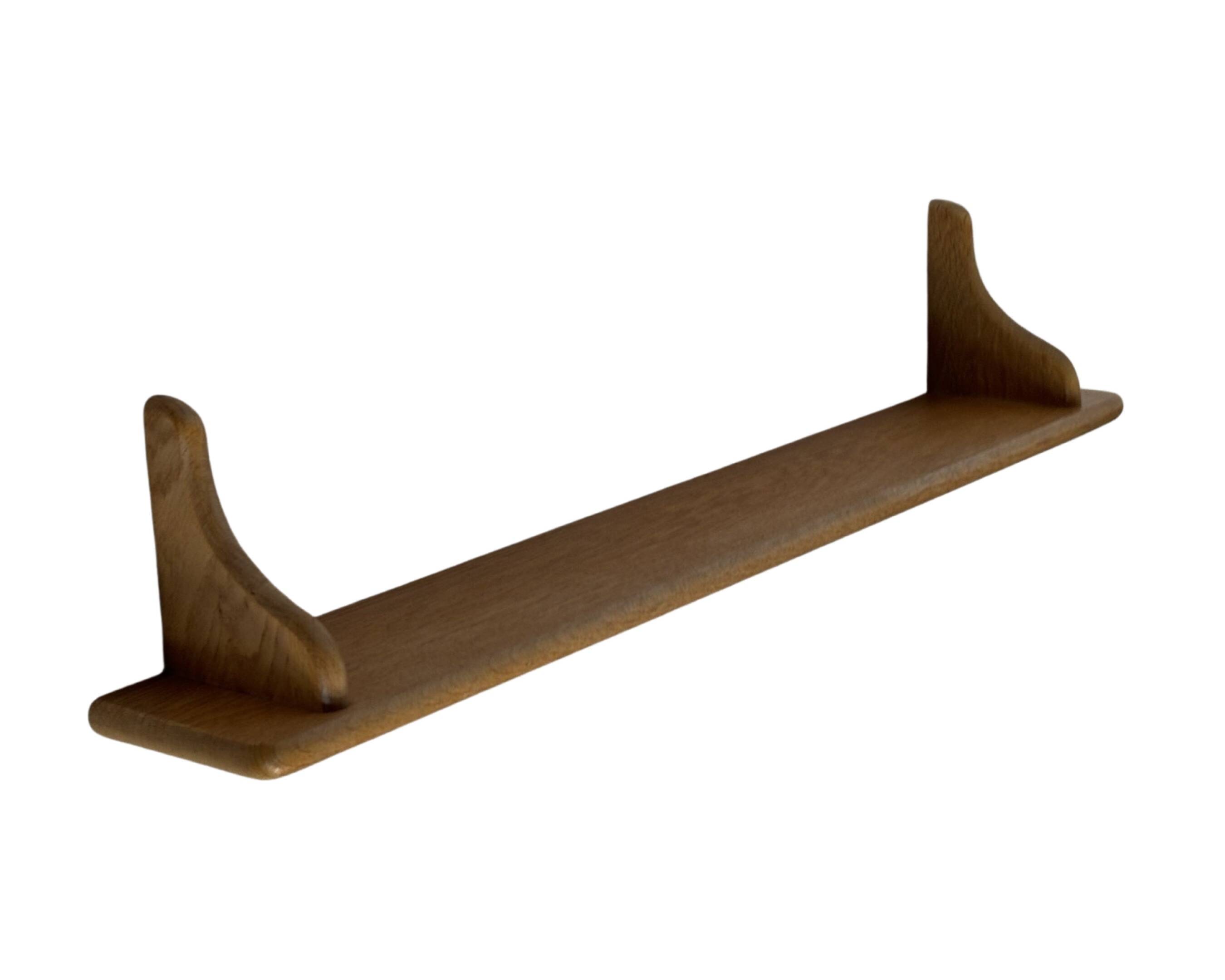 Vintage oak wall rack book shelf 1970s wood minimalist design