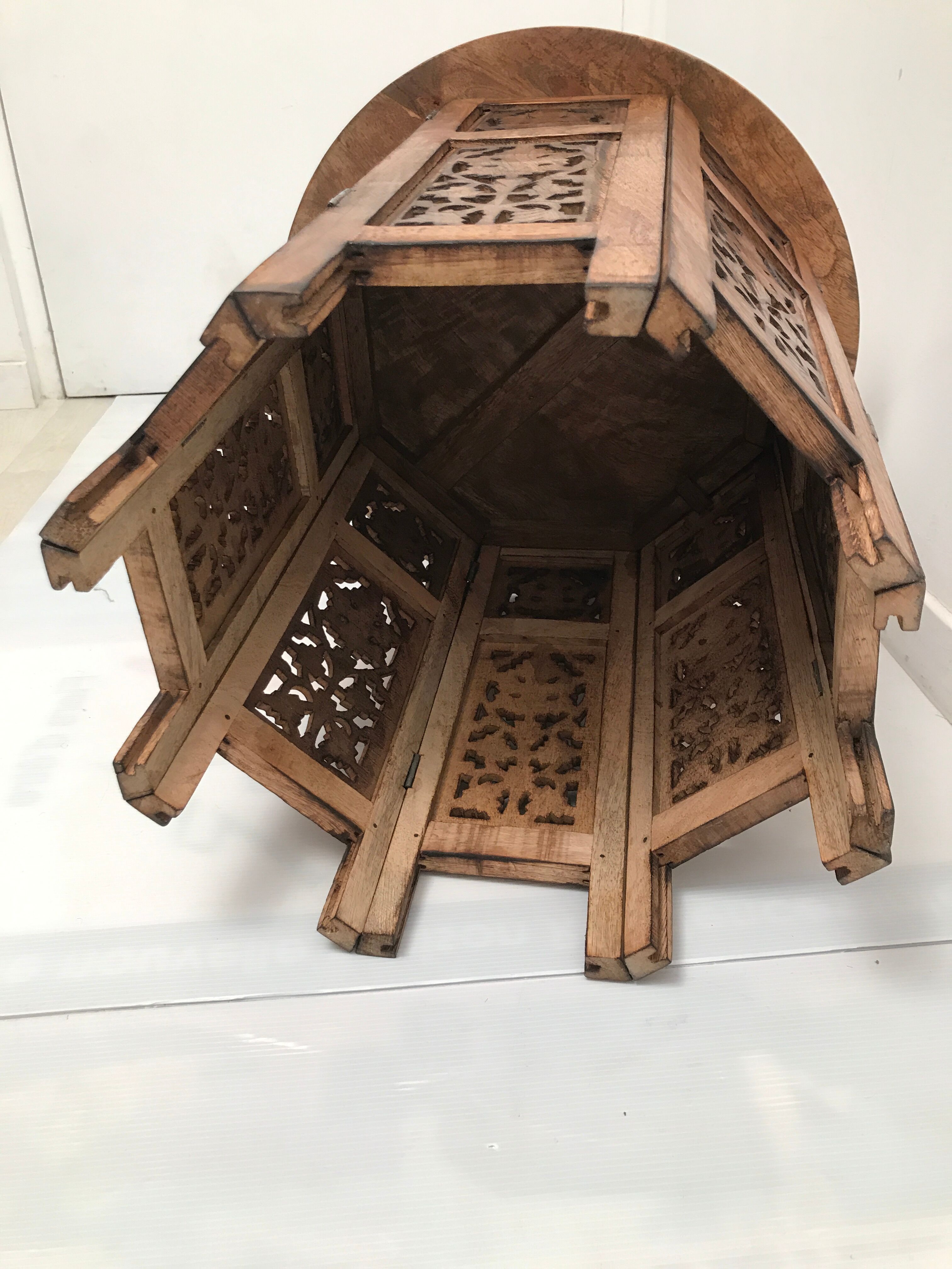 Exotic wooden coffee table carved molding