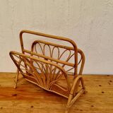 Porte-revues en rotin vintage