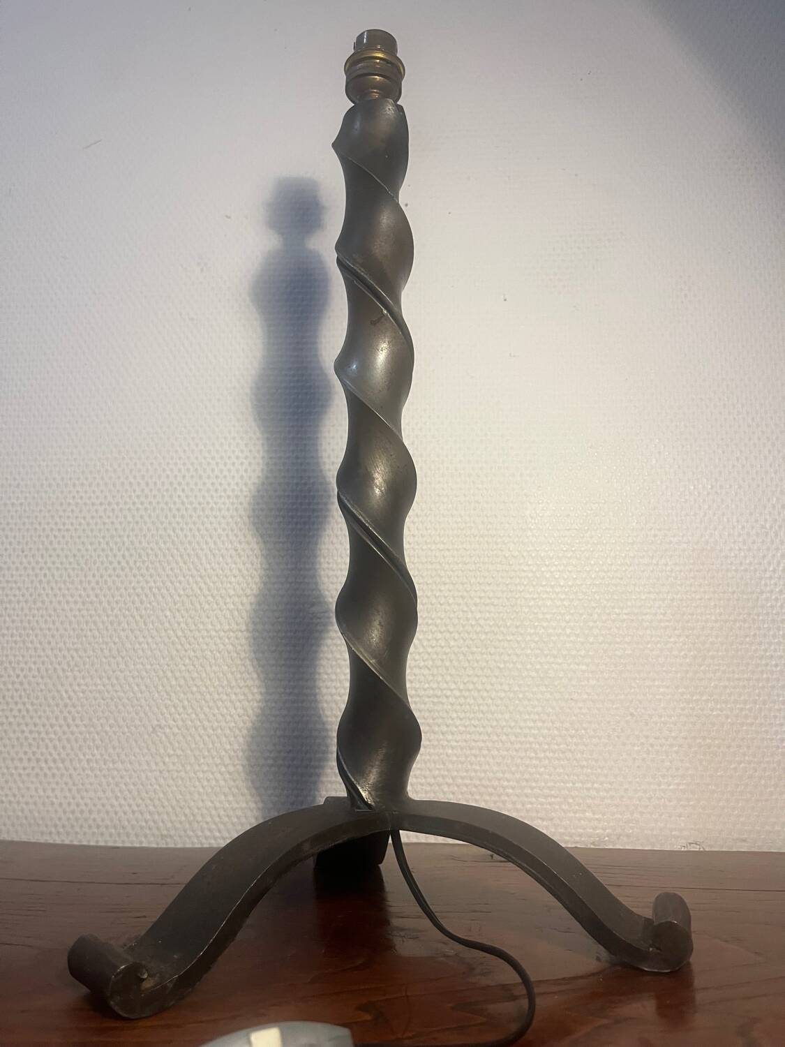 Hammered wrought iron lamp base – 1950s