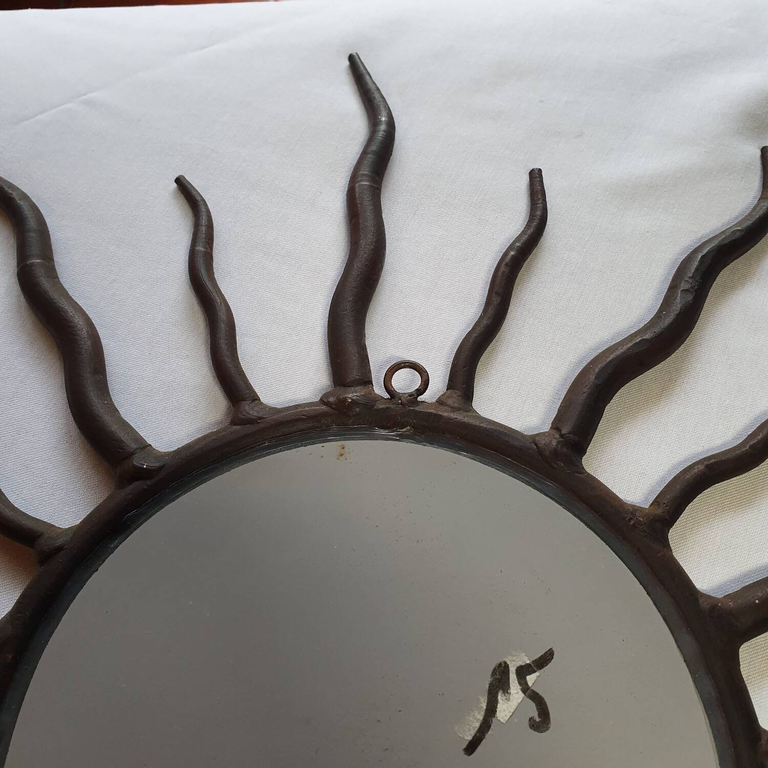Solid wrought iron sun mirror