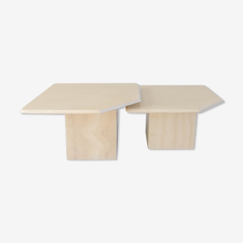 Set of 2 vintage travertine coffee tables/ side tables