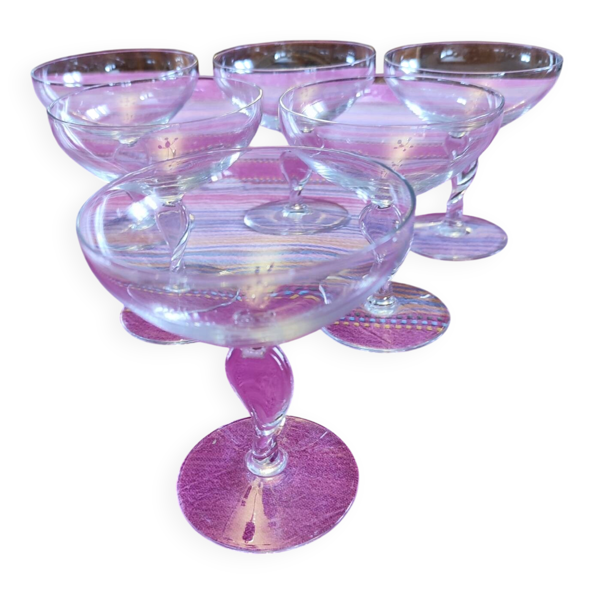 6 crystal champagne coupes