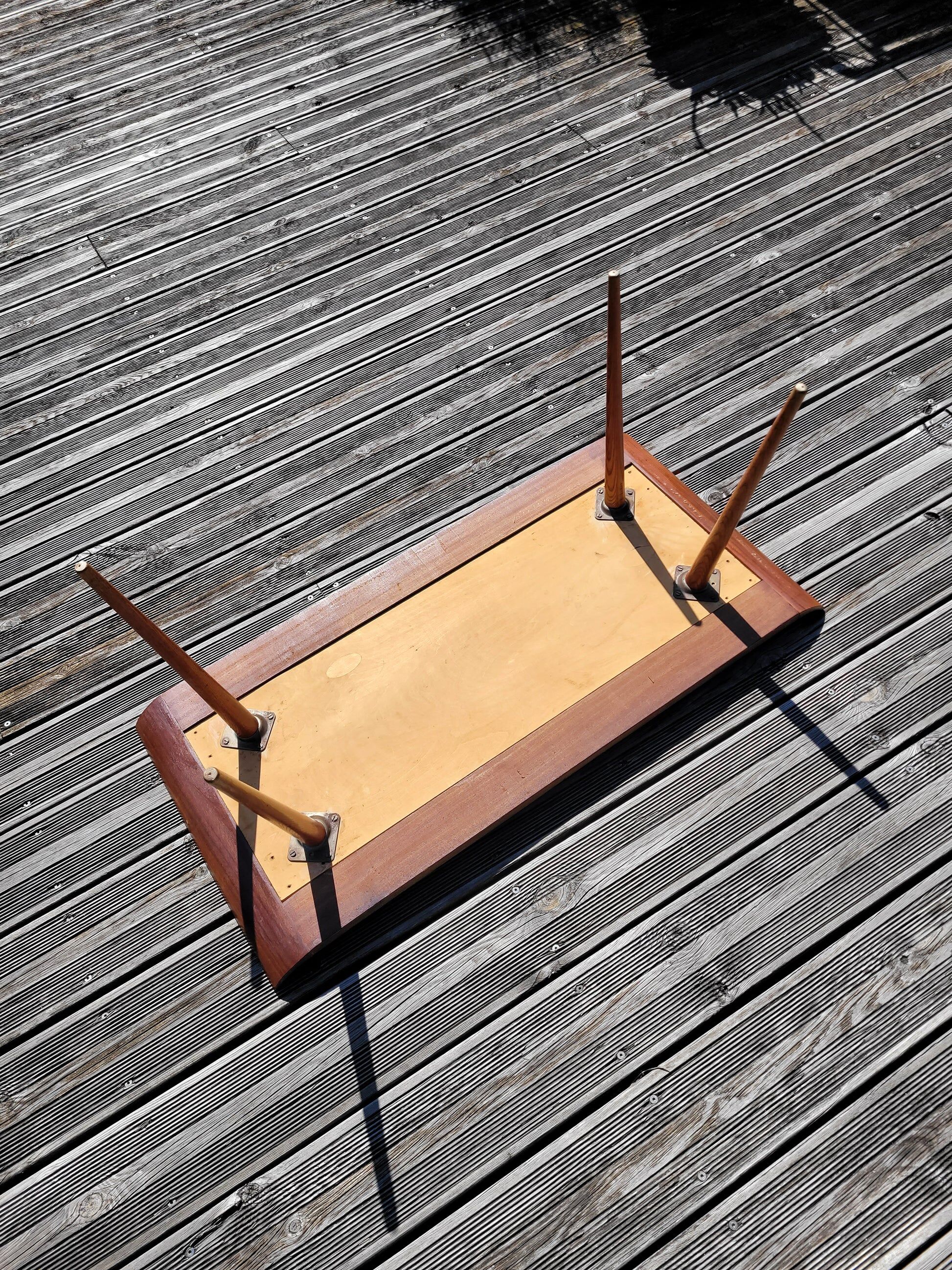 Vintage coffee table in teak and mosaic.