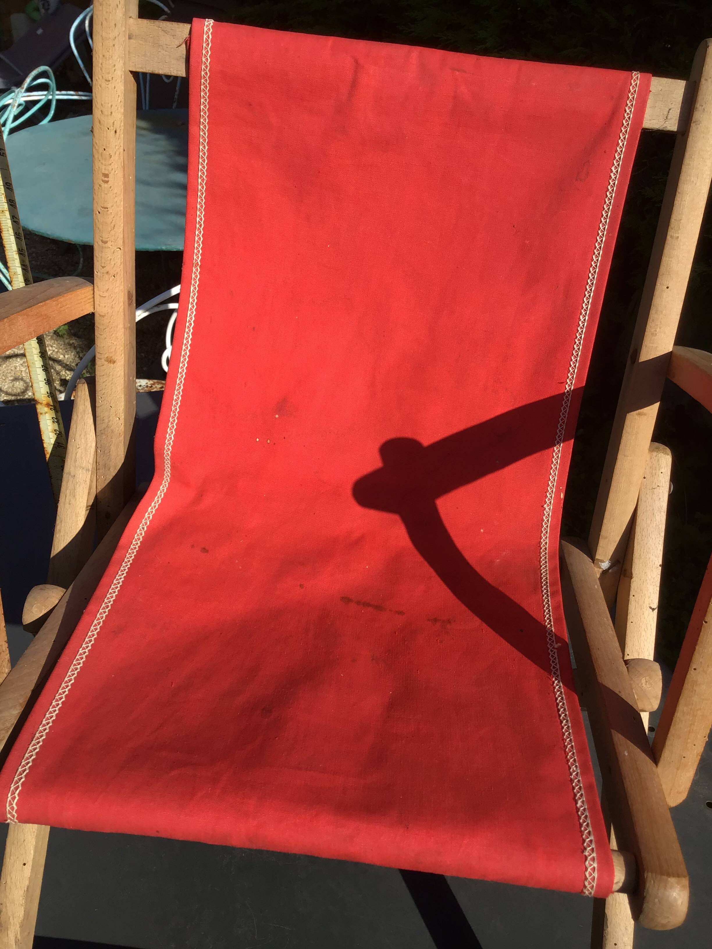 Small folding children's armchair in beach canvas