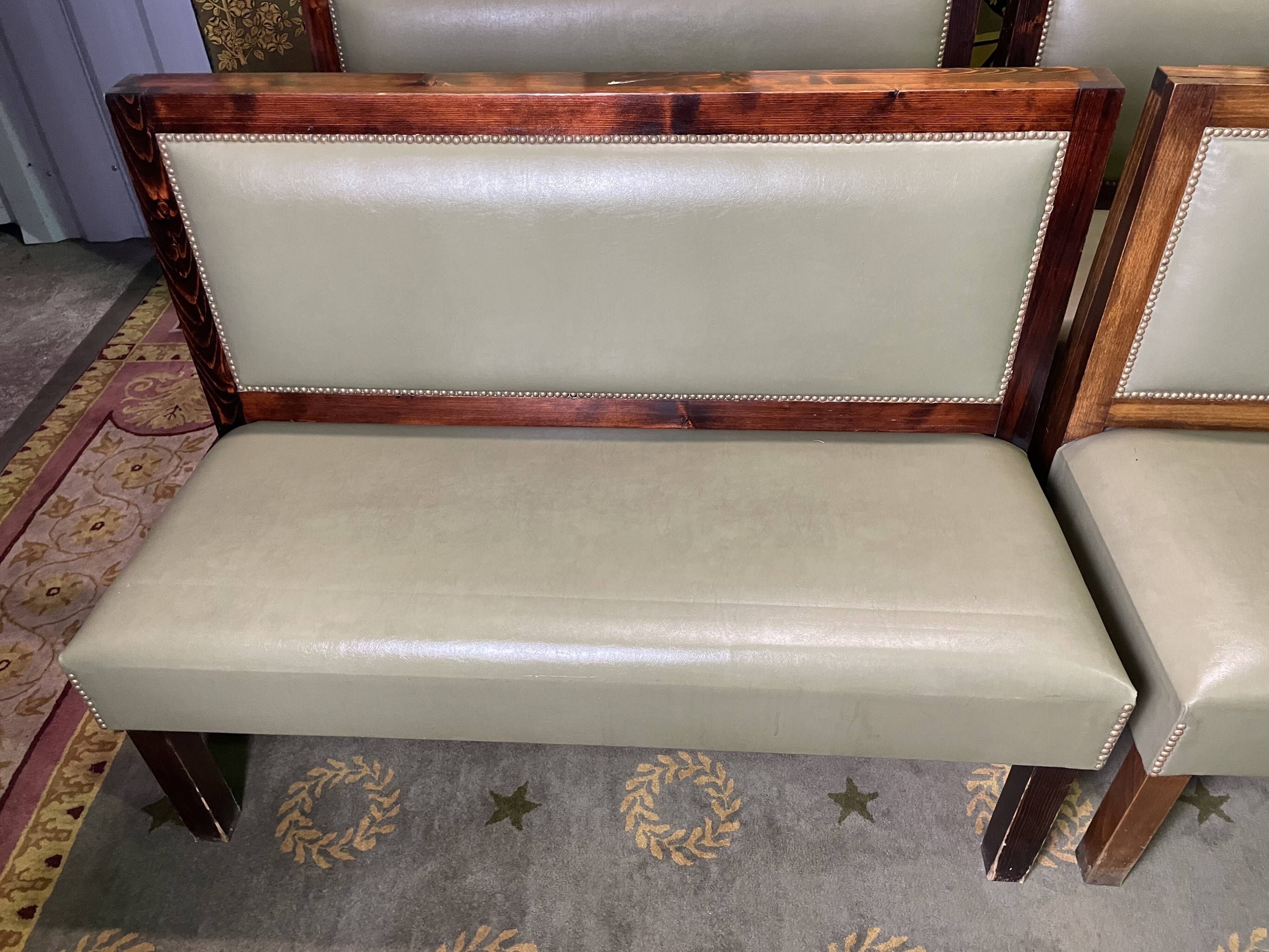 Suite of 4 bistro benches - brasserie in green skaï