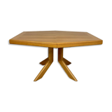 Antique octagonal solid wood extendable table, Girsberger design
