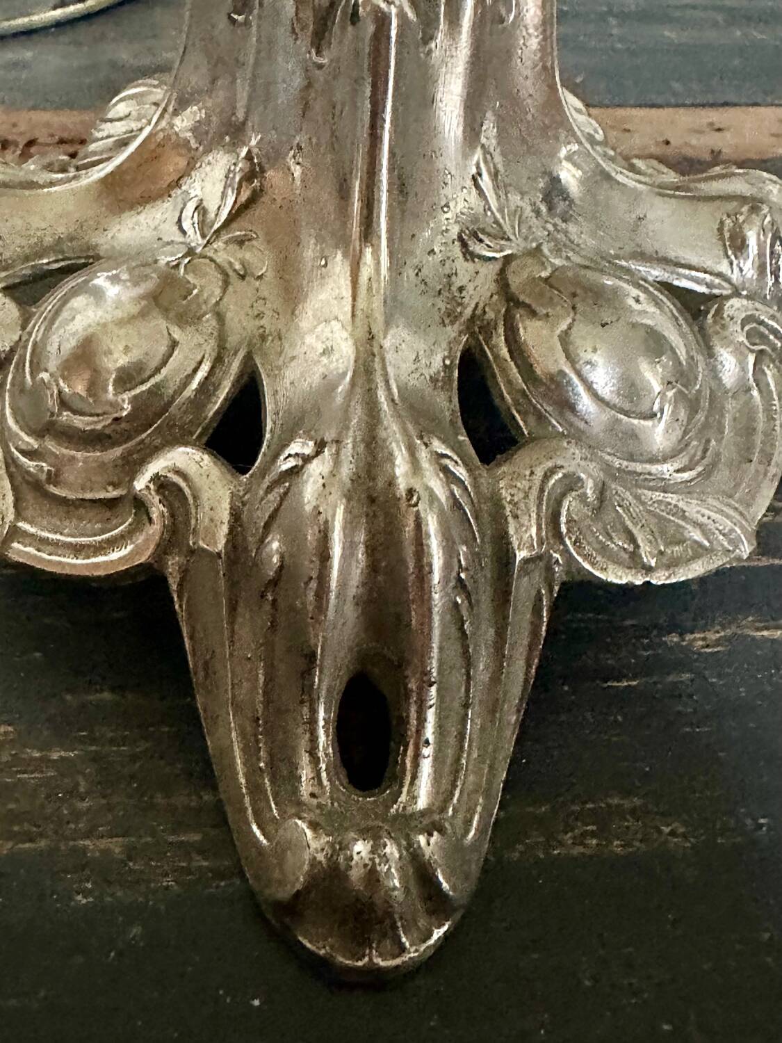 Silver metal candle holder