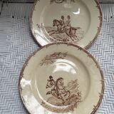 Flat plates iron earth hunting scene vieillard