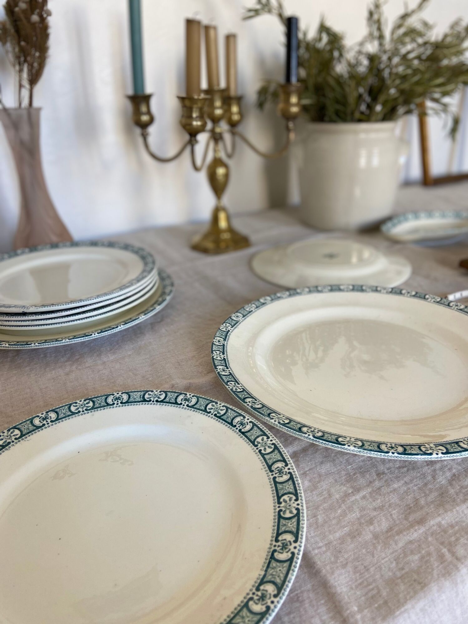 Plates flat porcelain Iron earth Vintage antique tableware