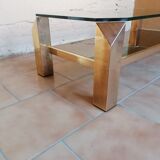 Table basse vintage dorée à l'or fin 23carats par Belgo Chrome