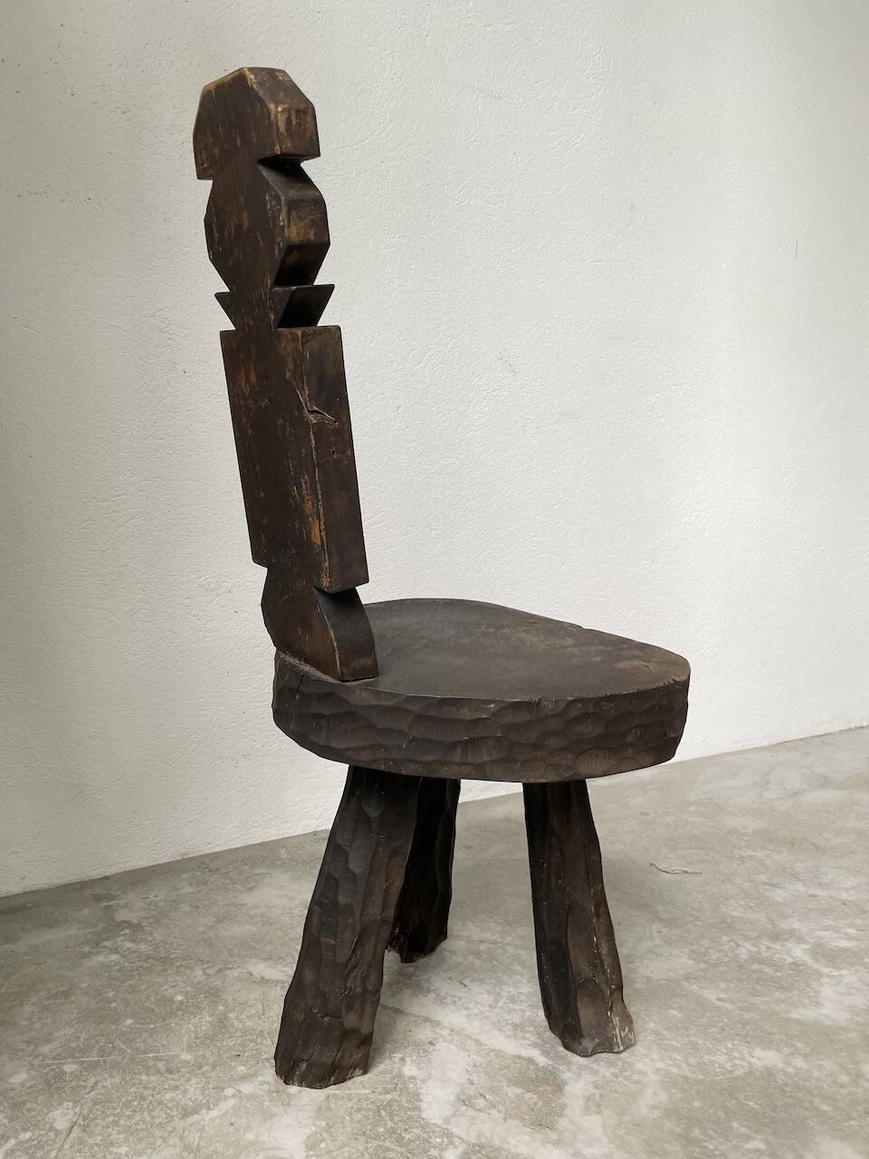 Brutalist stool with African influence