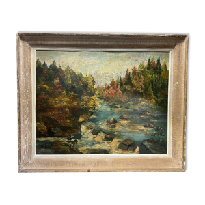 Peintre xxeme, huile sur panneau,
