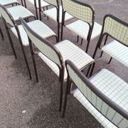 Set of 12 vintage Danish metal and fabric chairs