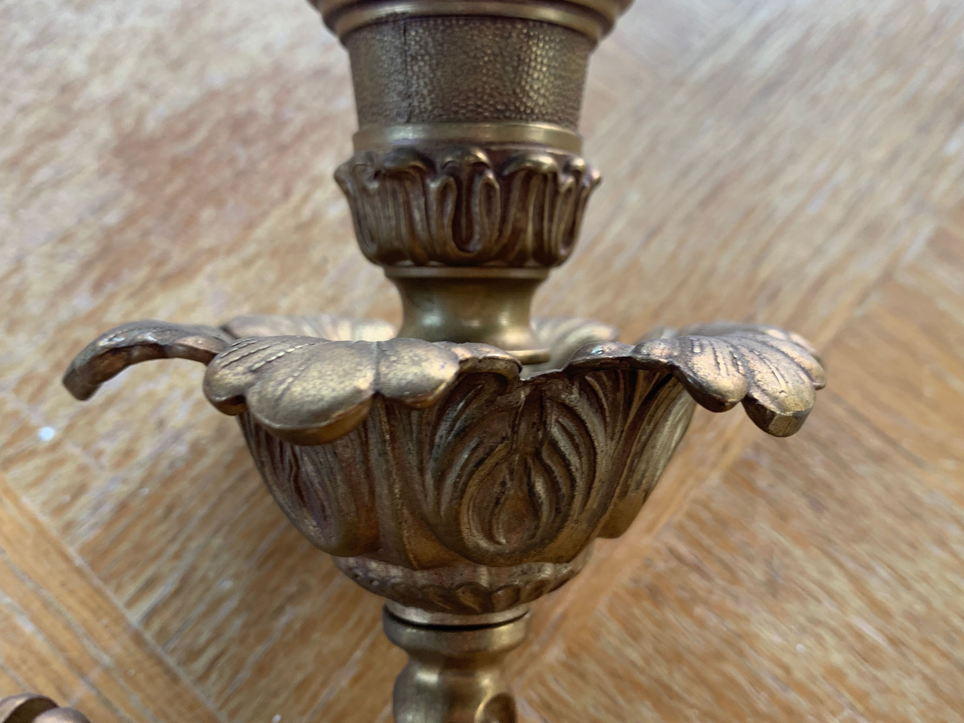 Wall lamp in gilded bronze style Louis XV baroque vintage