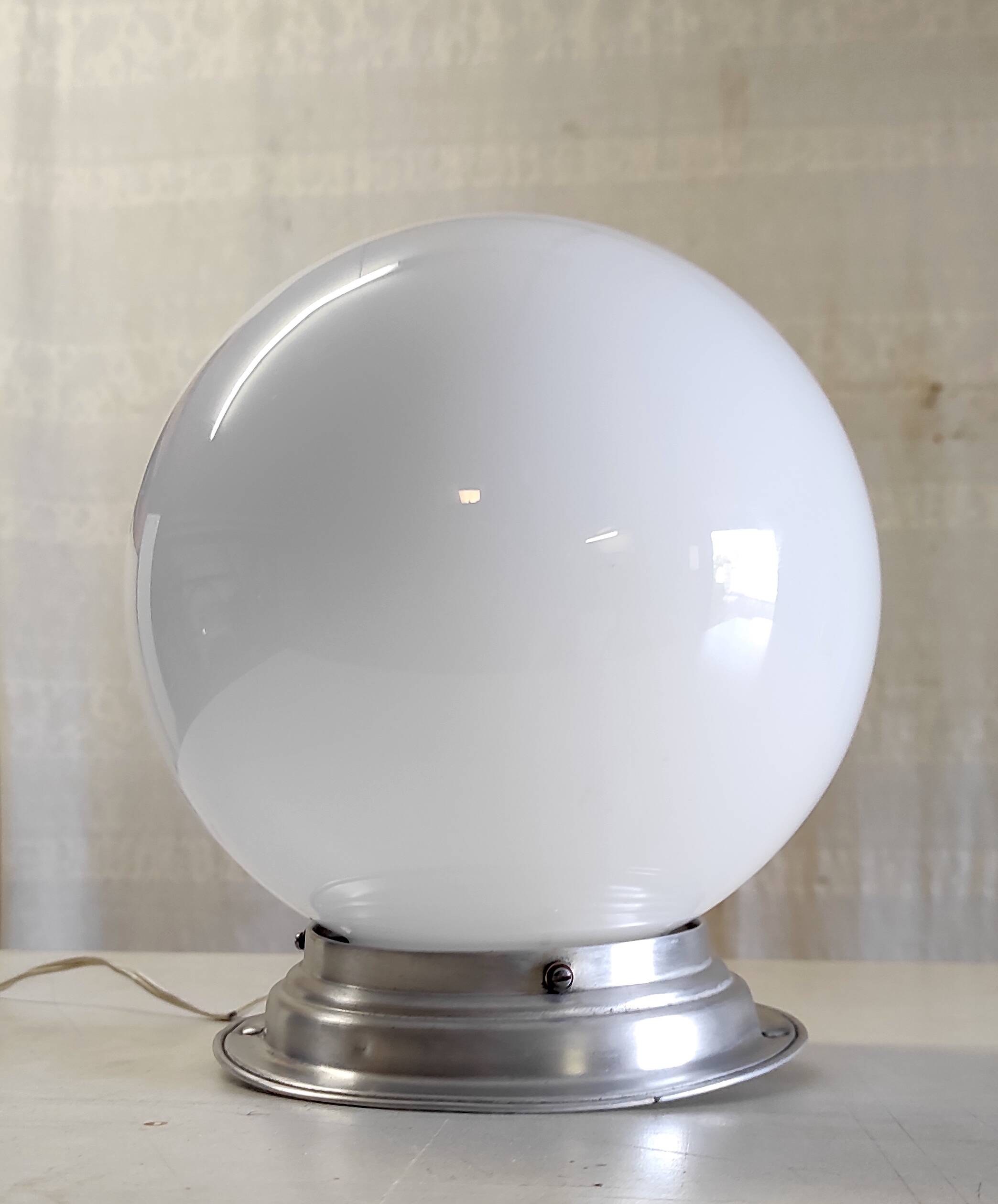 20cm opaline globe ceiling or table lamp - mid-20th century