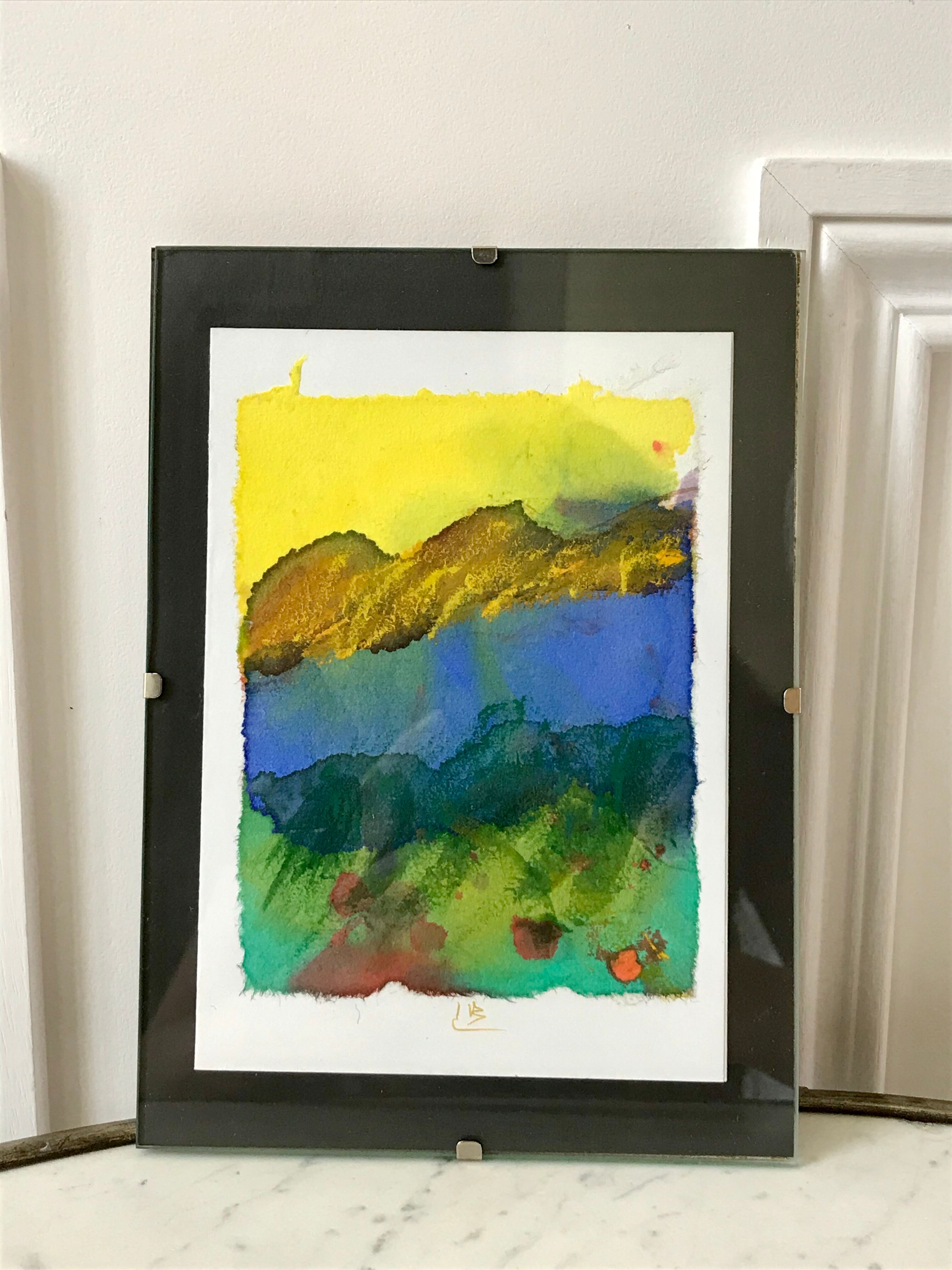 Landscape watercolor signed vintage coaster