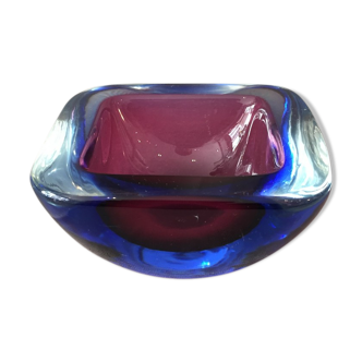 Superb pocket empty or ashtray two-tone blue and purple murano