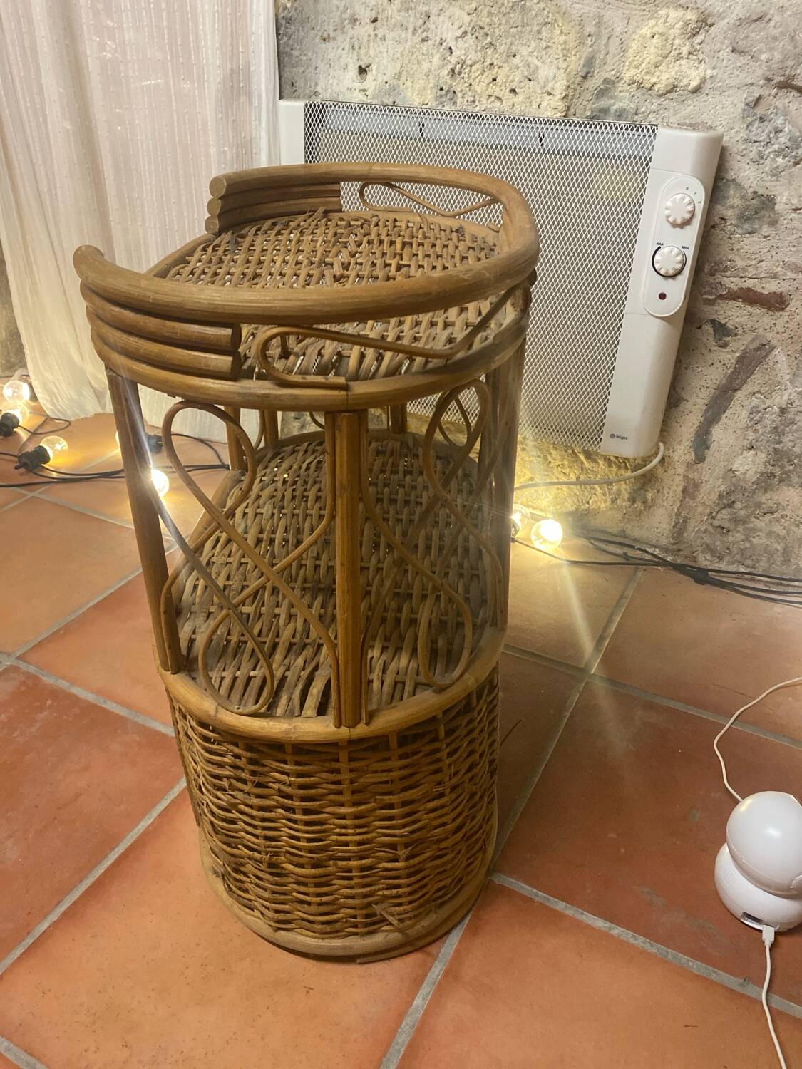 Vintage rattan bedside table