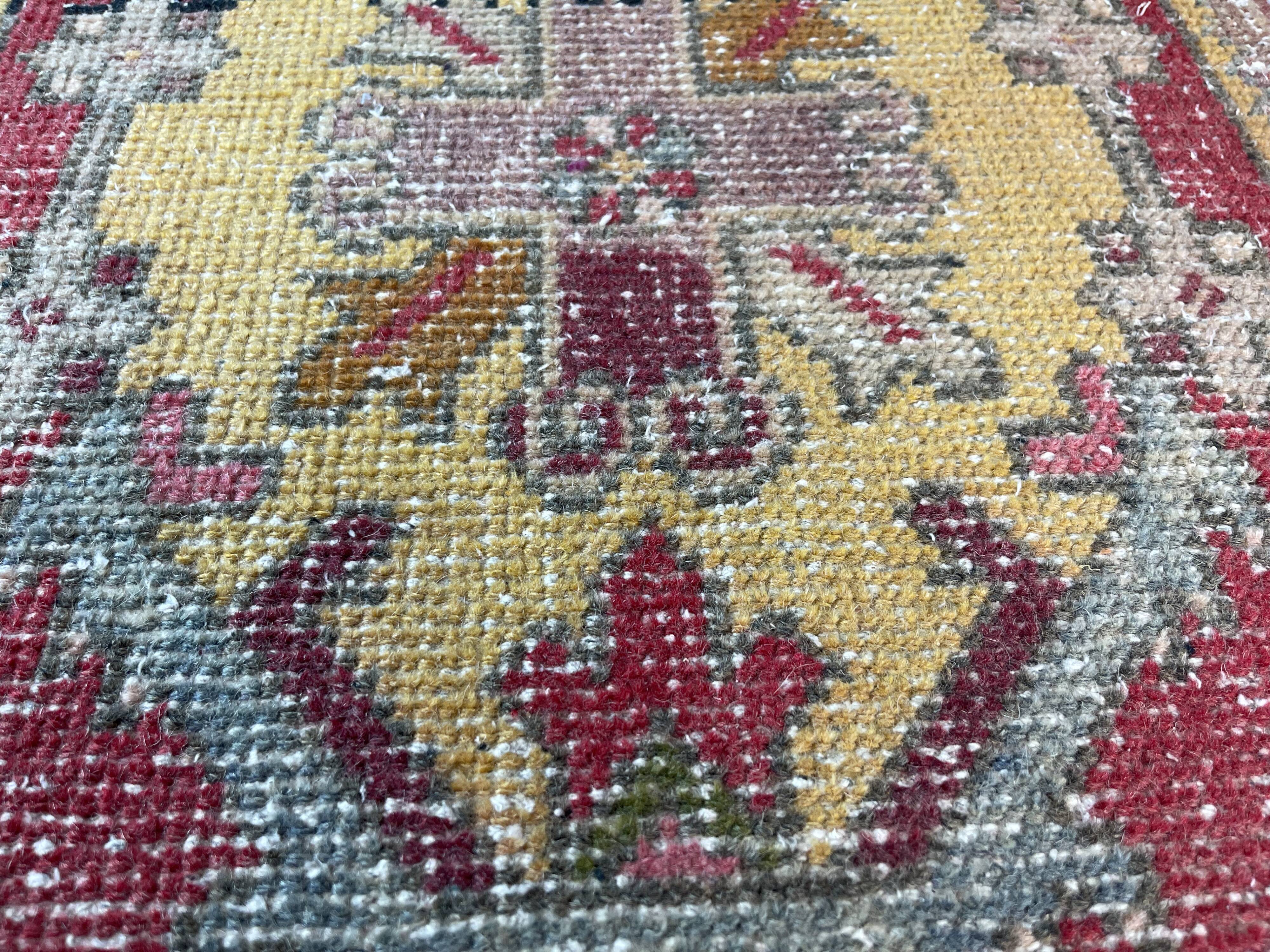VINTAGE TURKISH PASTEL MINI RUG , 102 x 53 CM