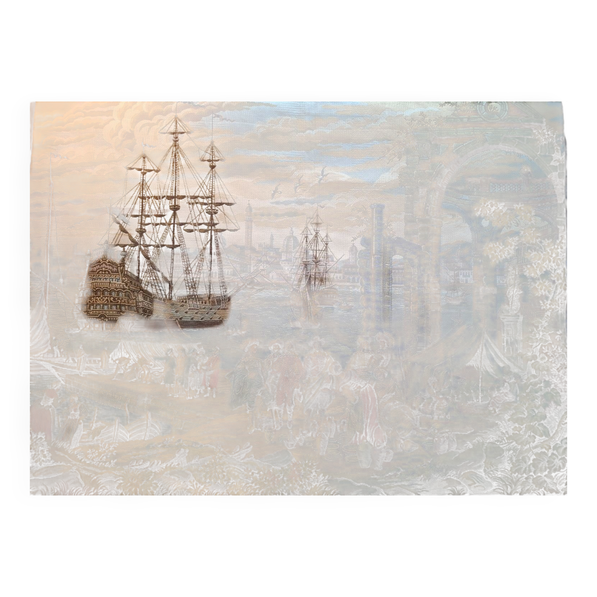 Old wall tapestry "Harbour Scene" The Woven Arts of France