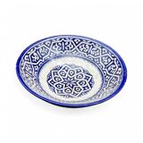 Moroccan ceramic handcrafted flat salad bowl from the city of Fez in Morocco