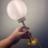 Vintage globe table lamp in white opaline
