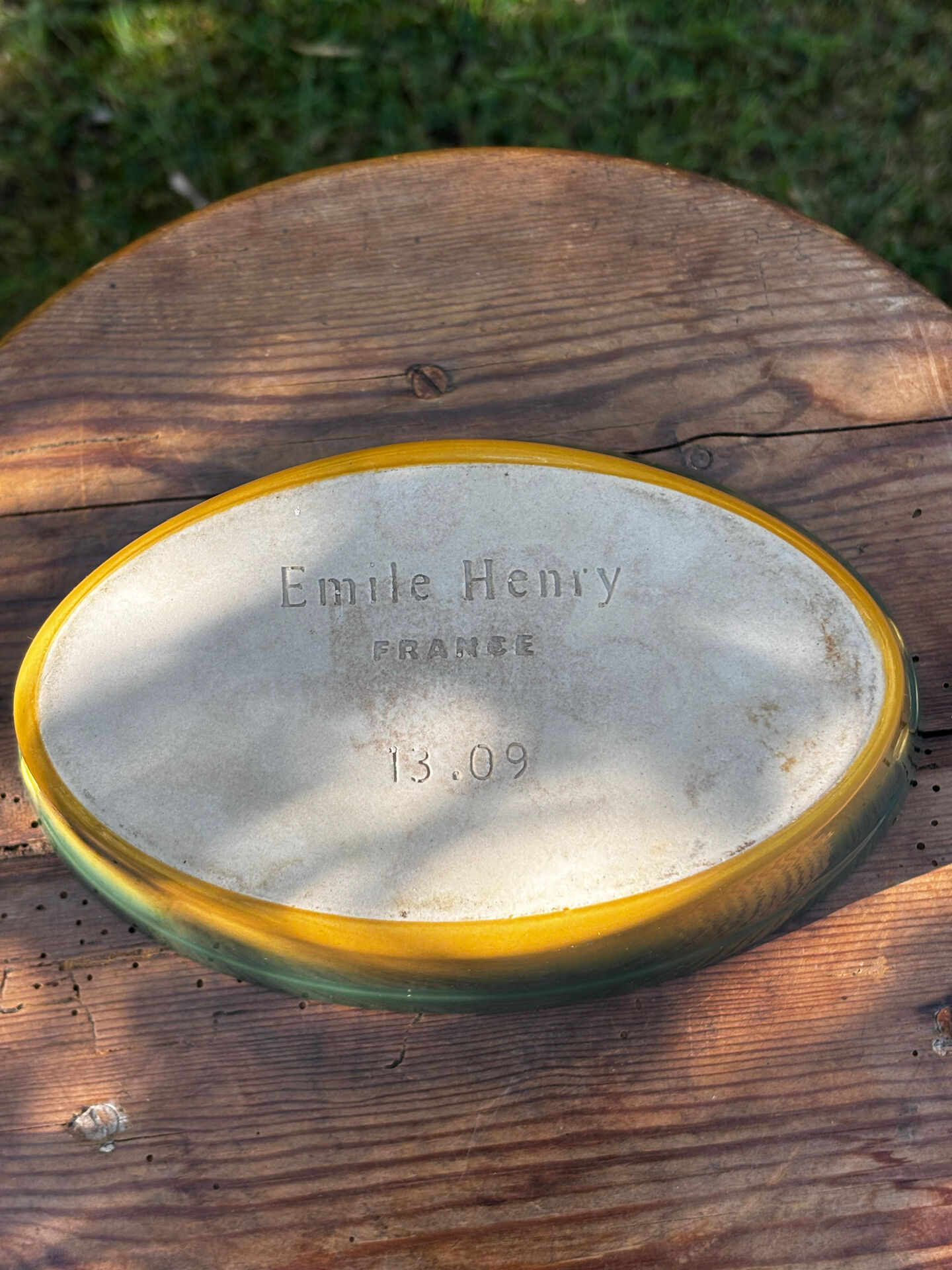 Beautiful green and yellow terrine Emile Henry