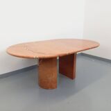 Vintage oval dining table in pink marble from the 70s 80s.