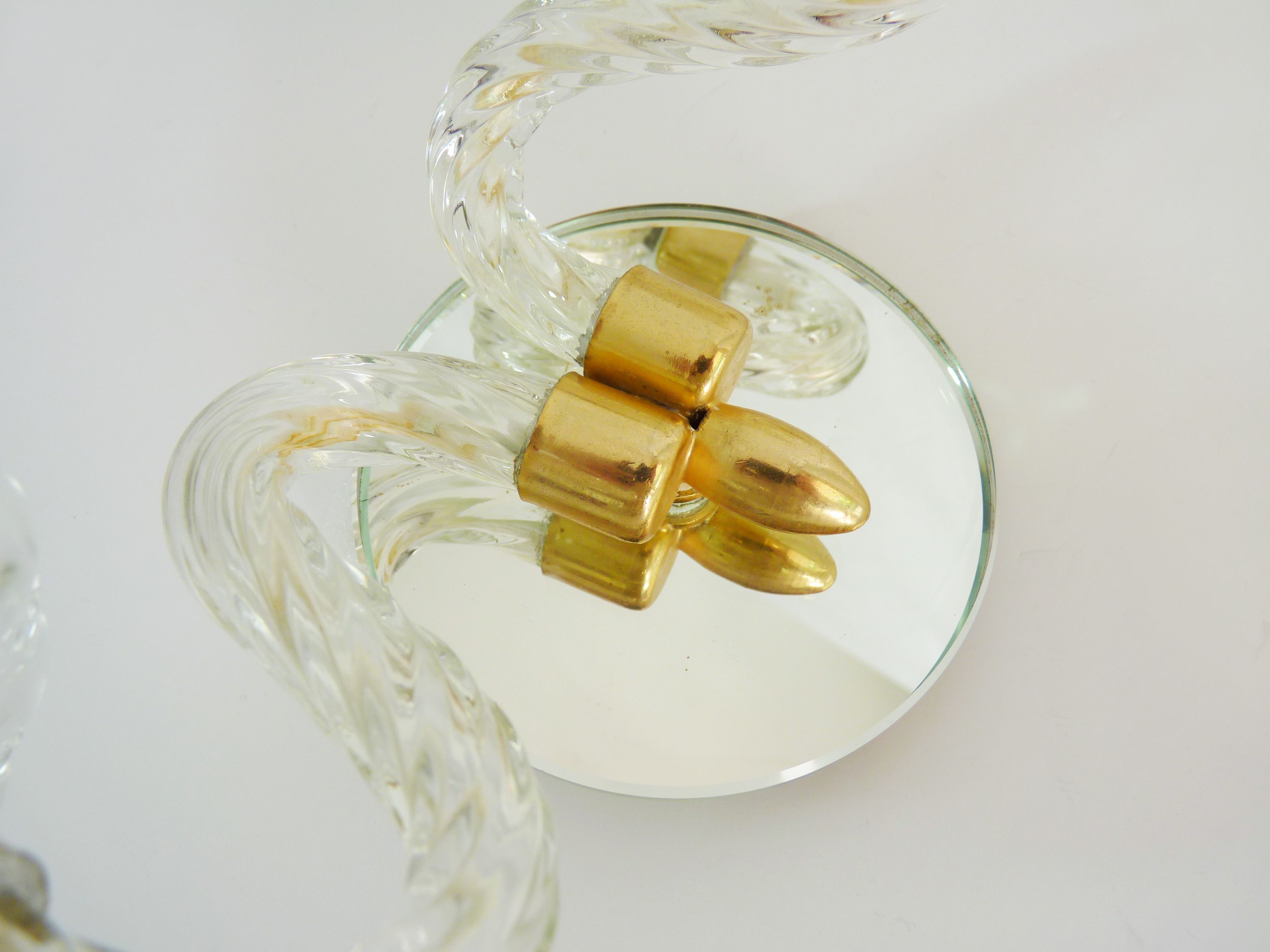 Magnificent pair of vintage wall sconces in glass and mirror, Murano style. Year 70