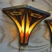 Ensemble antique de lampes murales Art Déco de l'École d'Amsterdam (2x)