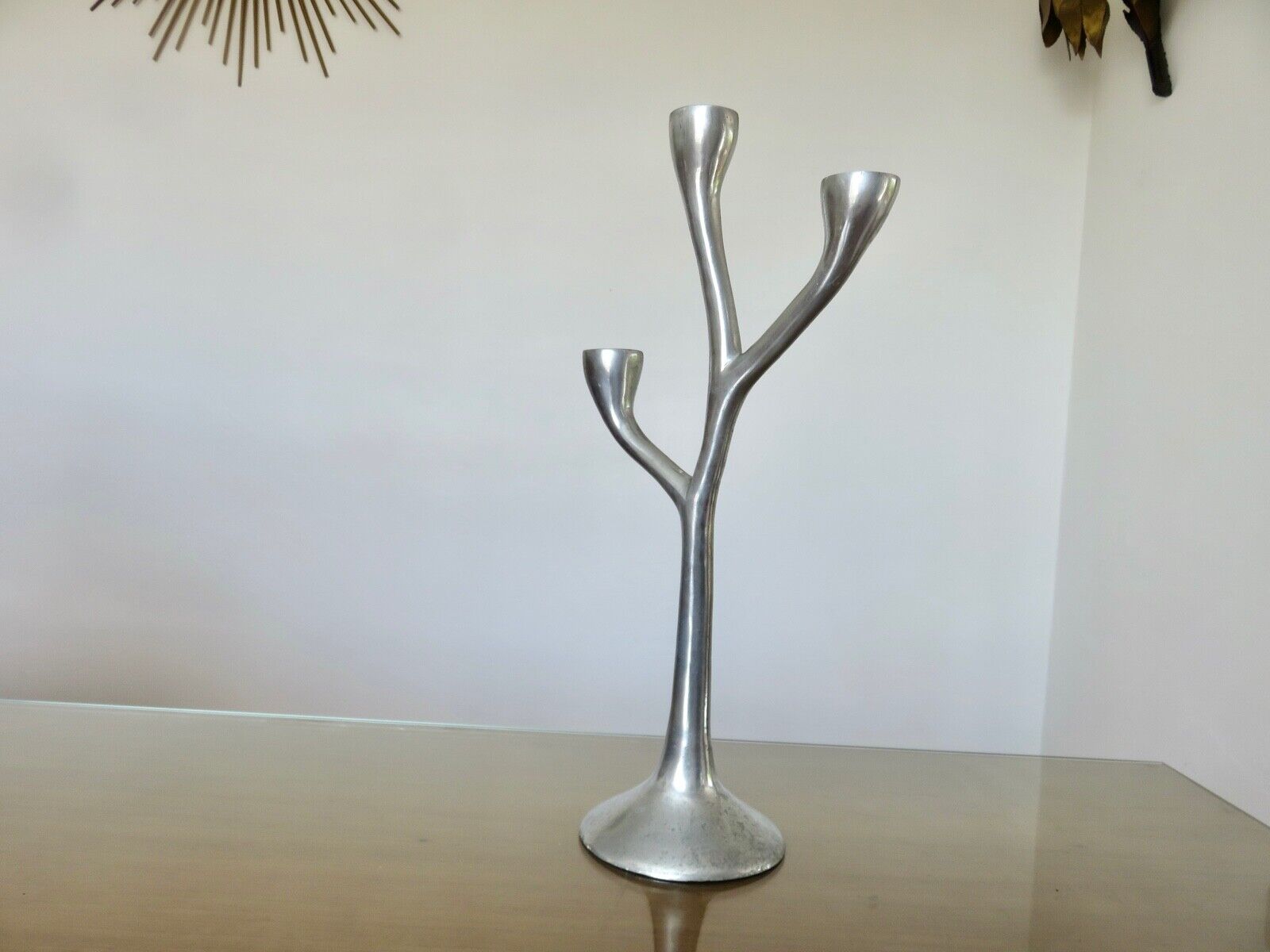Modernist free-form candle holder in cast aluminum 1970