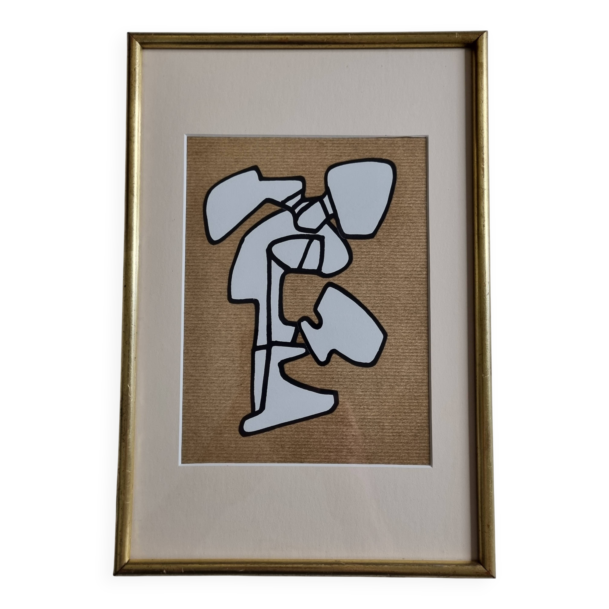 Silkscreen print after Jean Dubuffet, framed, 1970s, 23 x 34 cm