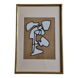 Silkscreen print after Jean Dubuffet, framed, 1970s, 23 x 34 cm