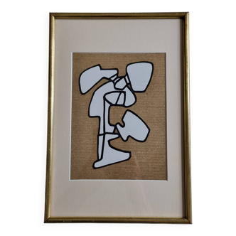 Silkscreen print after Jean Dubuffet, framed, 1970s, 23 x 34 cm