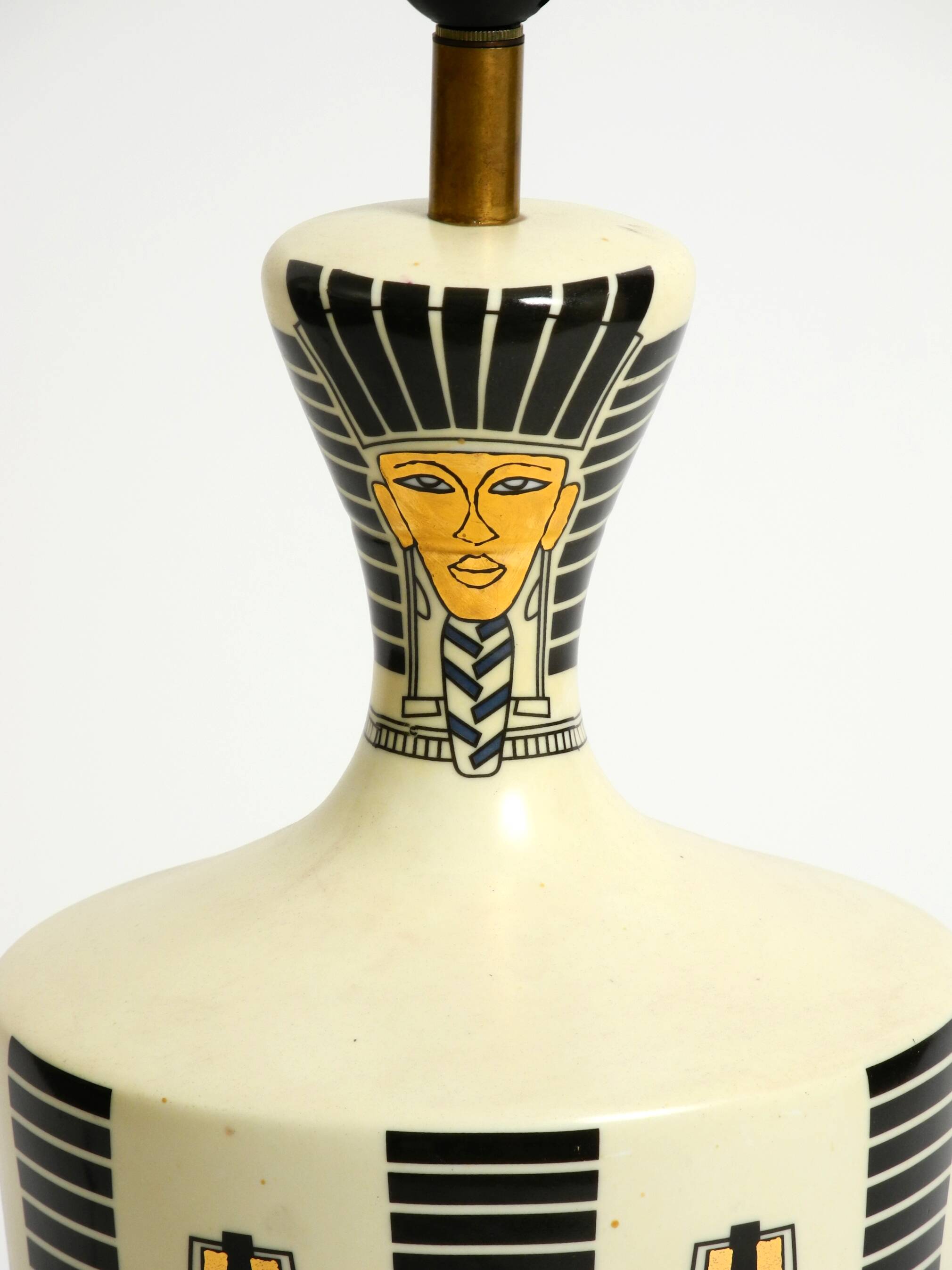 Large ceramic table lamp with Egyptian motifs by Nicolas Blandin, Paris