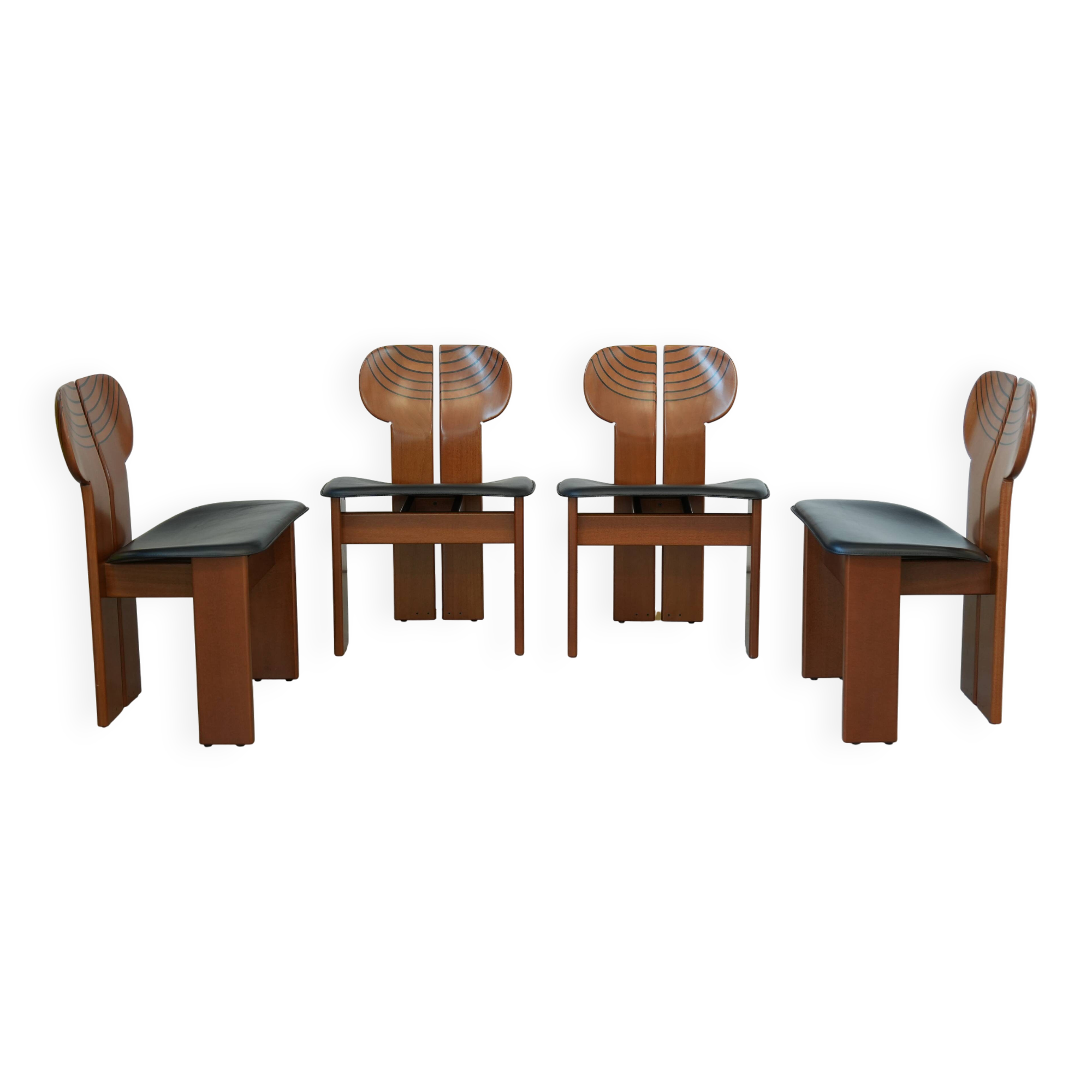 Afra & Tobia Scarpa ‘Africa’ Dining Chair – Walnut & Leather, 1975