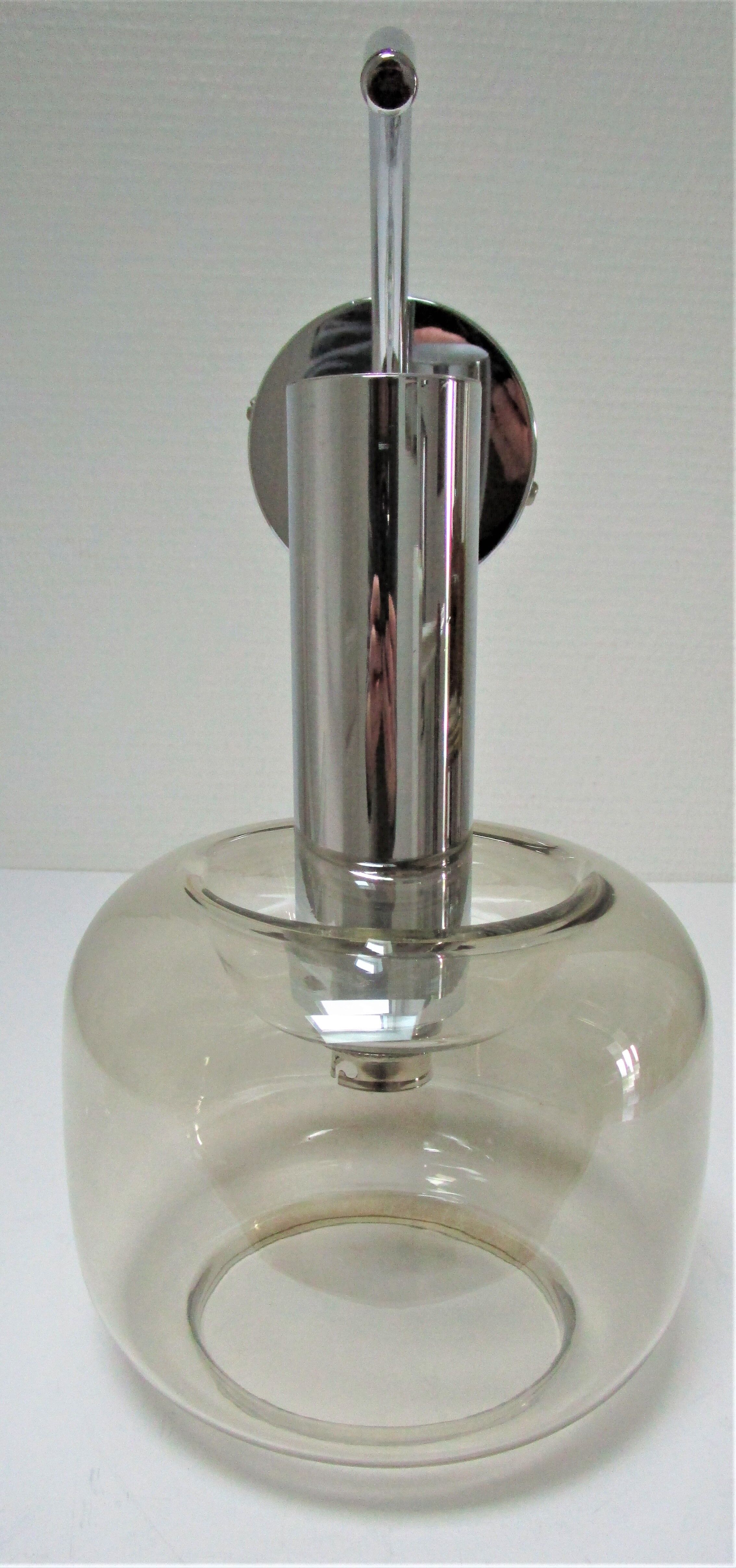 Sconce chrome and smoked glass vintage design 70s